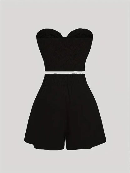 Suzy – Elegante completo due pezzi senza spalline con papillon