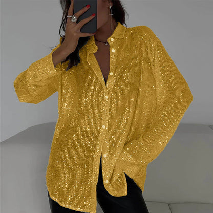 Eiralei – Camicia a maniche lunghe con paillettes e bottoni