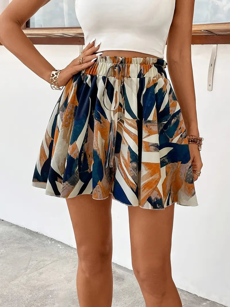 Marteena – Pantaloncini con stampa astratta e coulisse