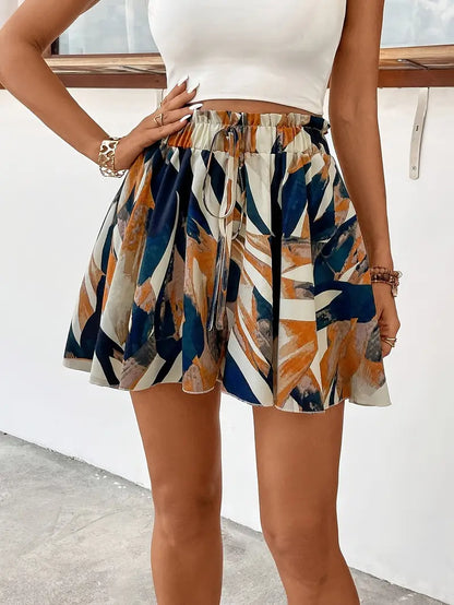 Marteena – Pantaloncini con stampa astratta e coulisse