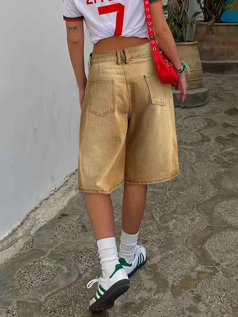 Sylvarine – Eleganti shorts in jeans a gamba larga