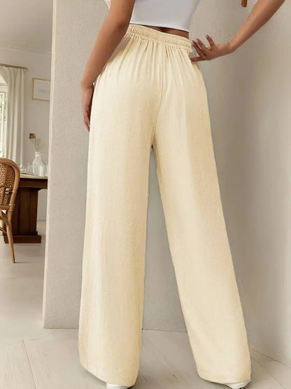 Yara – Pantaloni da salotto a vita alta con coulisse e gamba larga