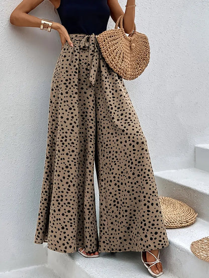 Viren – Pantaloni a gamba larga a vita alta con pois