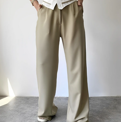 Morgessa – Pantaloni eleganti a gamba larga a vita alta