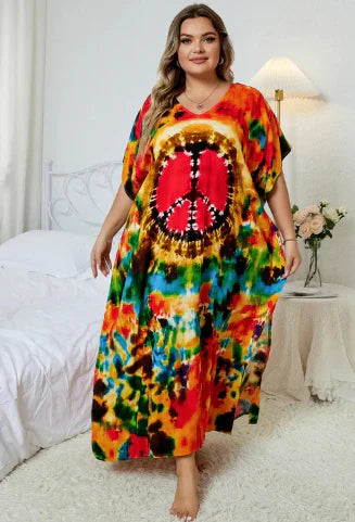 Azrielle – Abito maxi ampio con motivo tie-dye