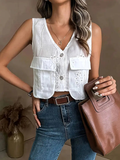 Avenesia – Gilet in cotone con ricami