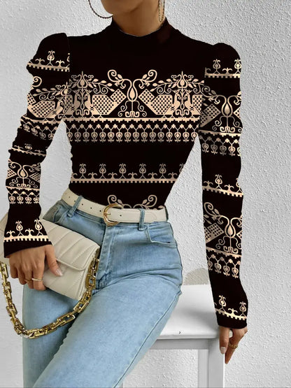 Freja – Blusa in raso con maniche a sbuffo