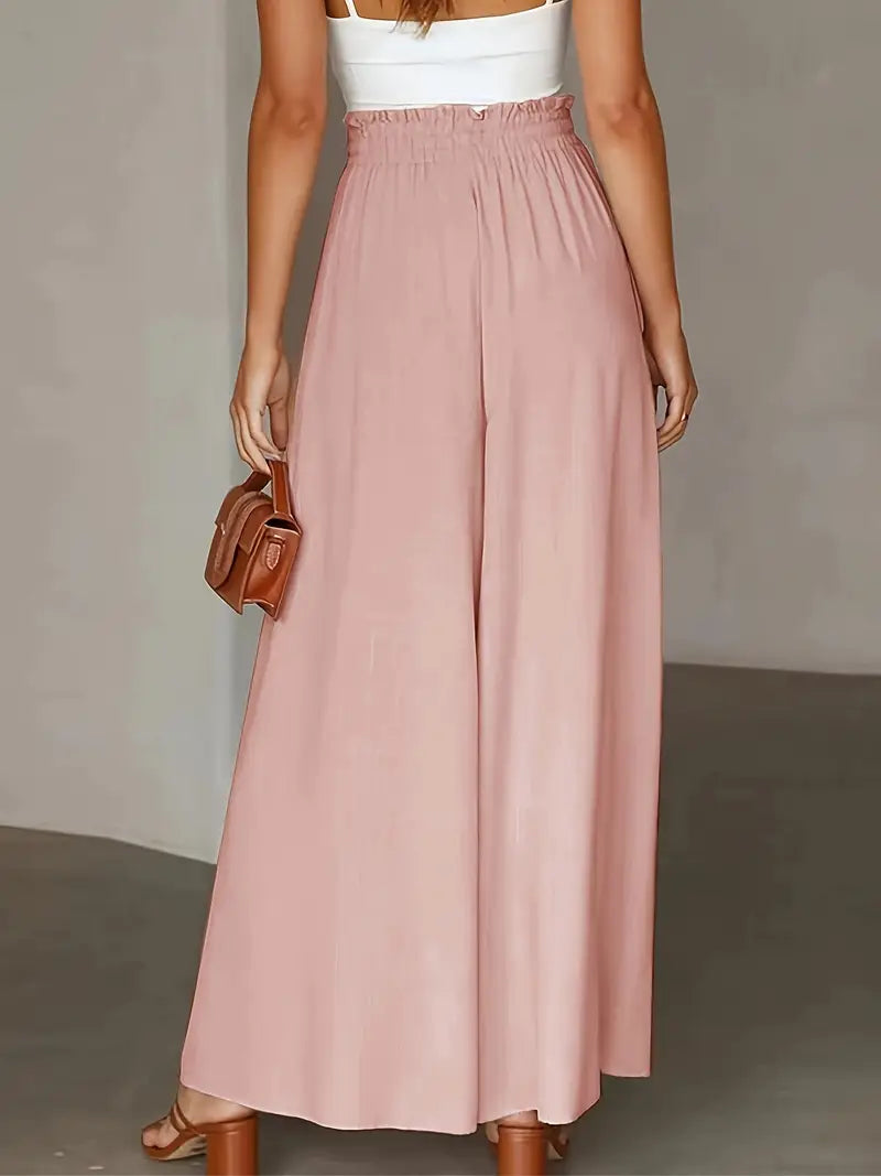 Bethy – Pantaloni larghi con coulisse e tasche, vita alta