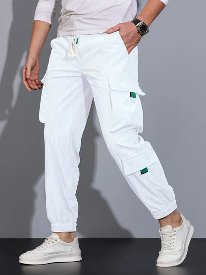 Aldrich - Pantaloni cargo casual solidi da uomo