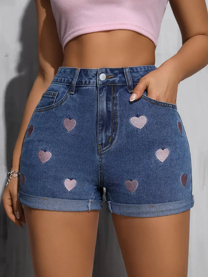 Azrielle – Pantaloncini in cotone con stampa a cuori