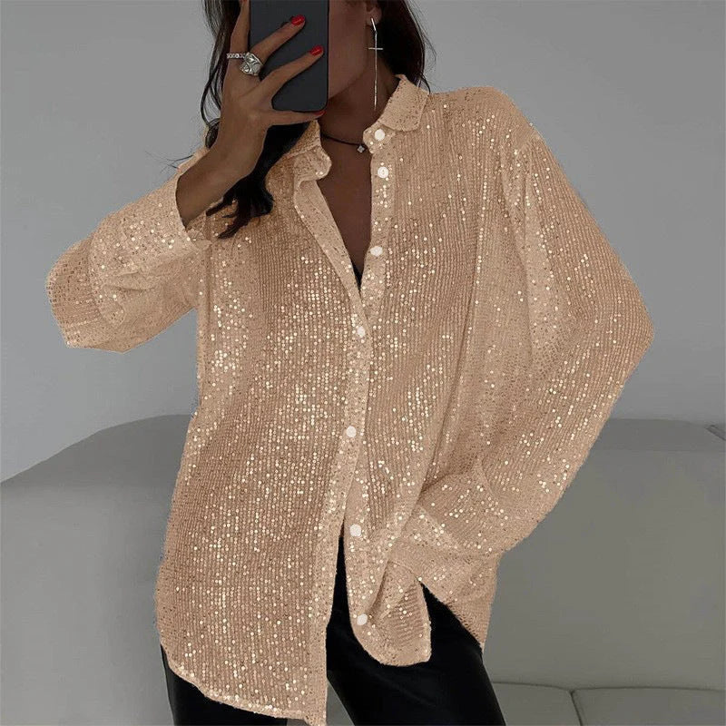 Eiralei – Camicia a maniche lunghe con paillettes e bottoni
