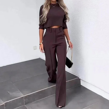 Thalenya – Elegante set top corto e pantaloni