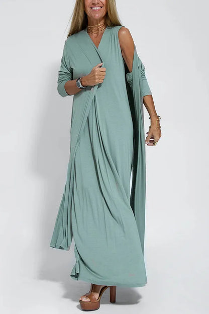 Lavinia – Elegante set composto da maxi abito e cardigan