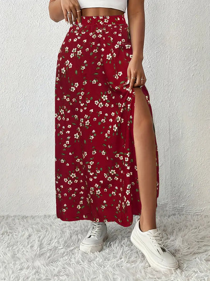 Louvina – Gonna lunga con spacco floreale