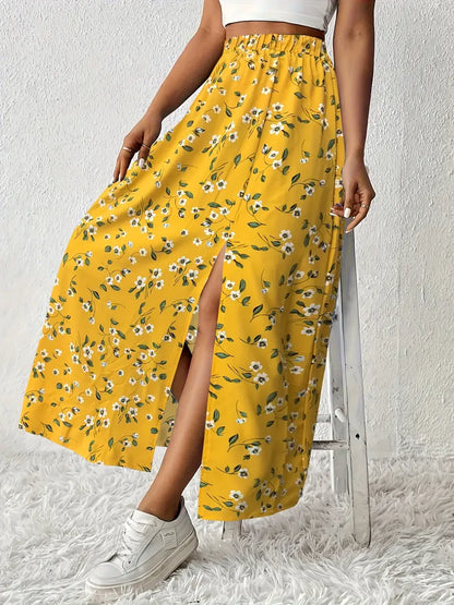 Louvina – Gonna lunga con spacco floreale