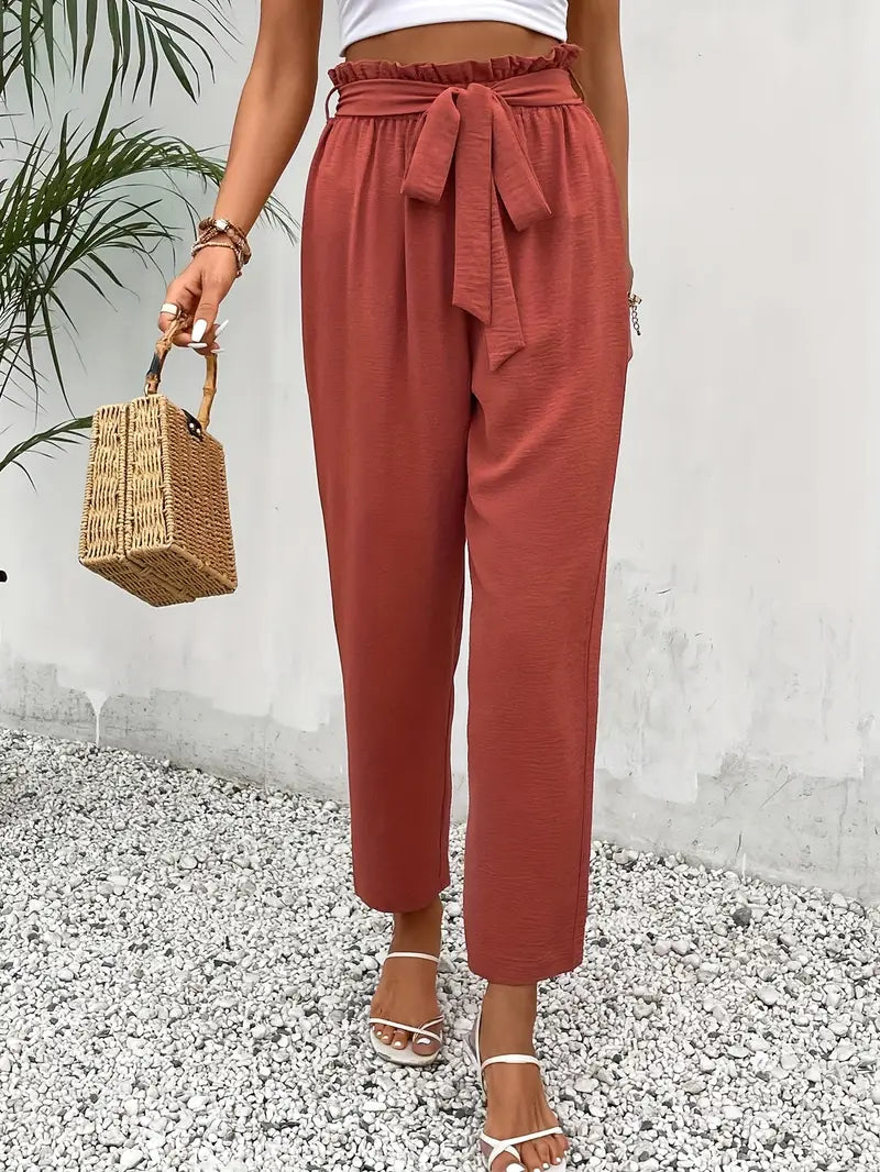 Alliana – Pantaloni a vita alta con cintura