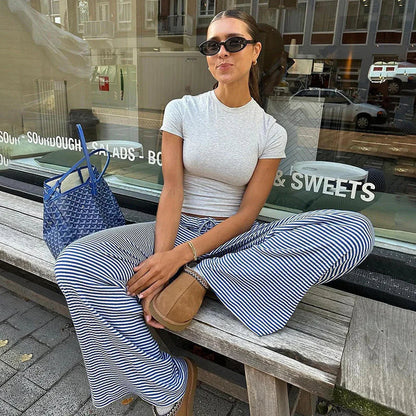 Yzella – Pantaloni in cotone a righe