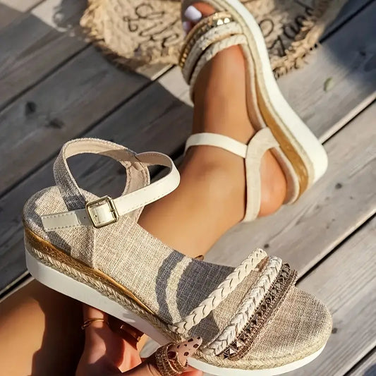 Lillo – Sandali con plateau ispirati allo stile boho con cinturini intrecciati