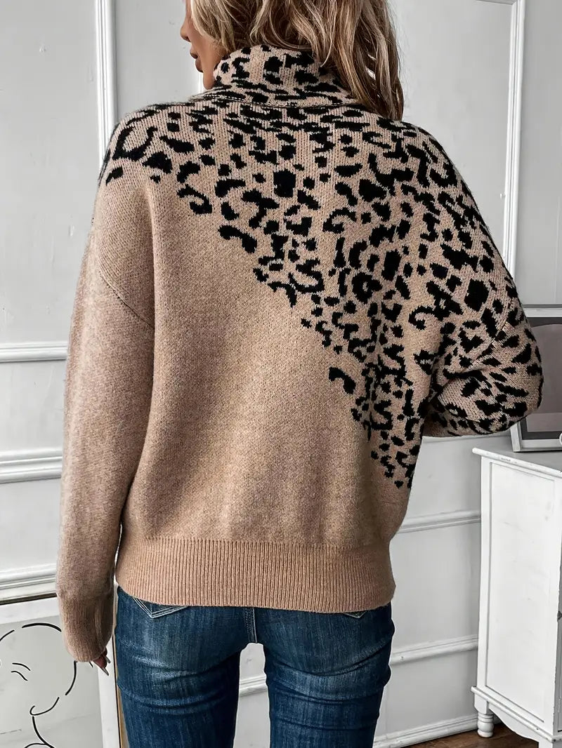 Zoila – Maglione lavorato a maglia con stampa leopardata