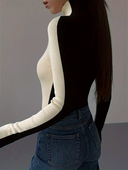 Joie – Elegante maglione a collo alto con design a blocchi di colore