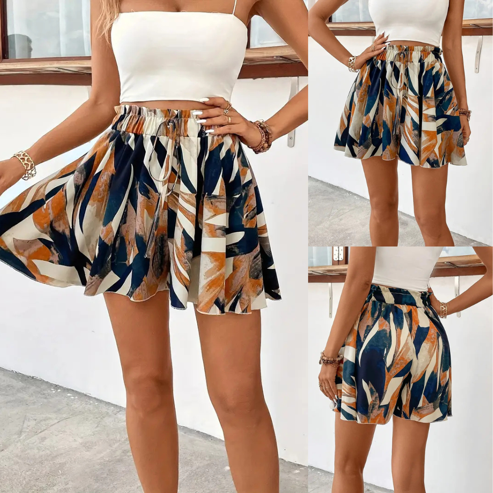 Bherta – Eleganti pantaloncini svasati a vita alta