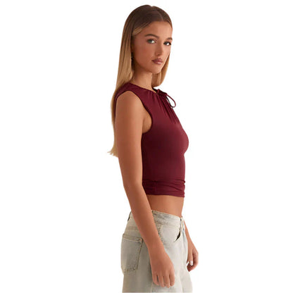 Suyana – Elegante top senza maniche con dettaglio nodo