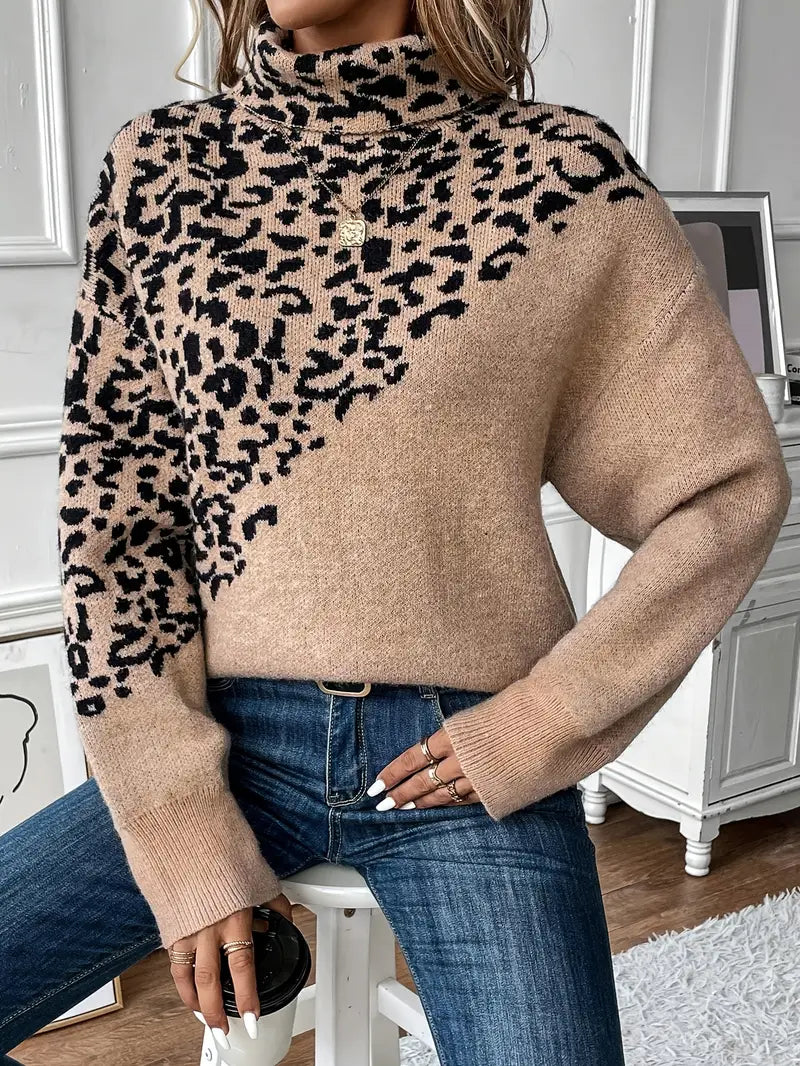 Zoila – Maglione lavorato a maglia con stampa leopardata