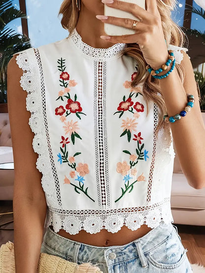 Eupheria – Camicetta senza maniche con elegante bordo in pizzo