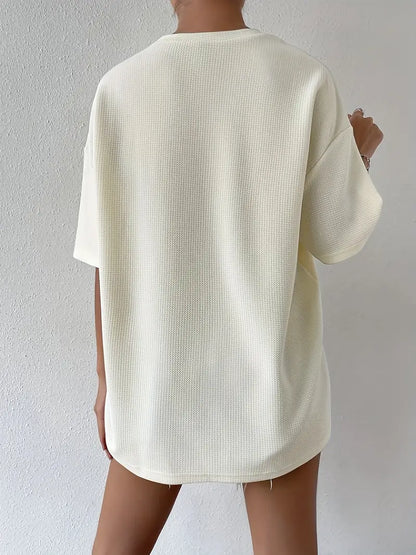 Evadne - T-shirt oversize in maglia a nido d'ape
