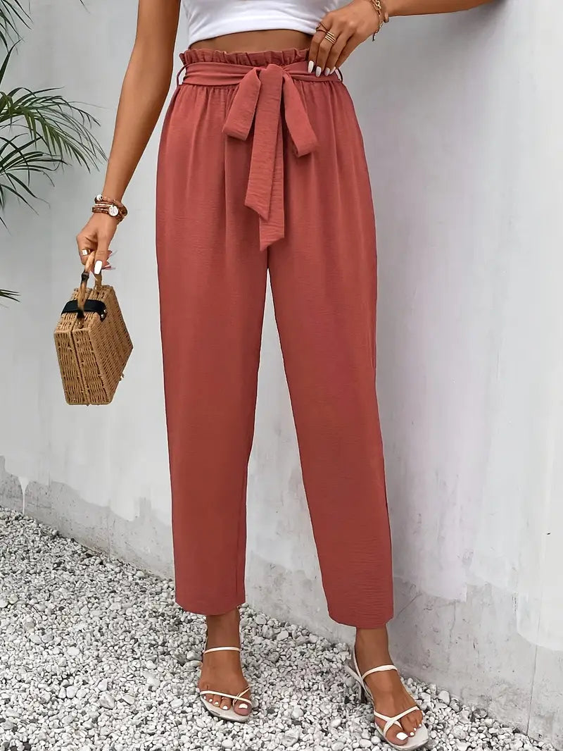 Alliana – Pantaloni a vita alta con cintura