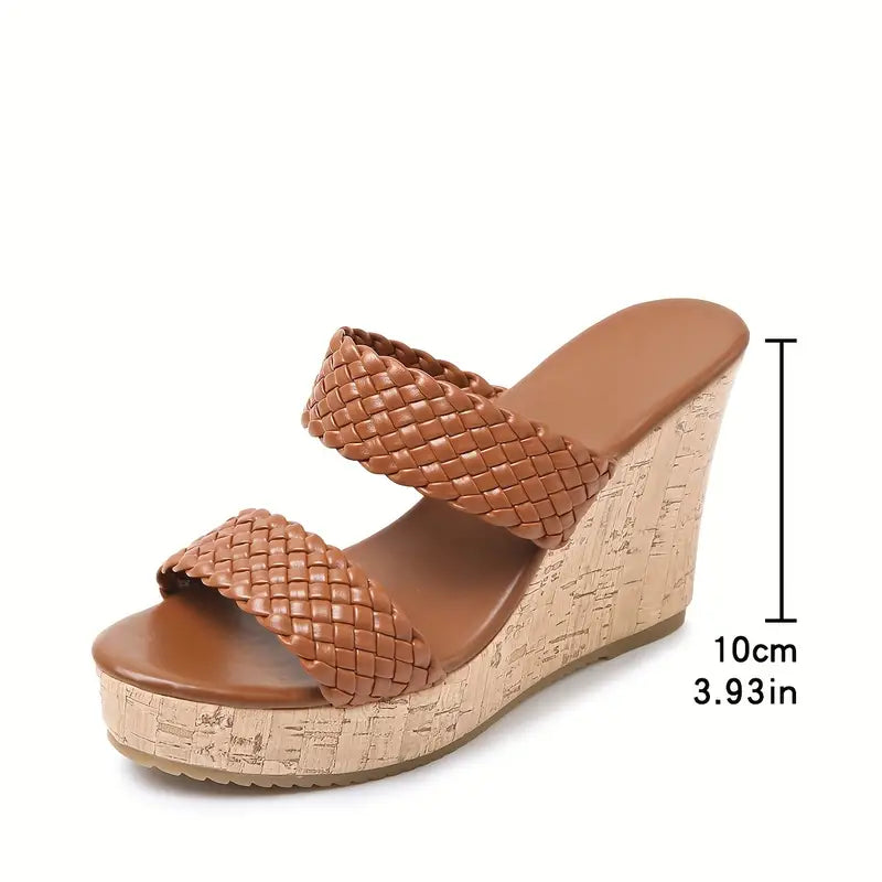 Bonnie - Sandali con zeppa con cinturino intrecciato e sughero