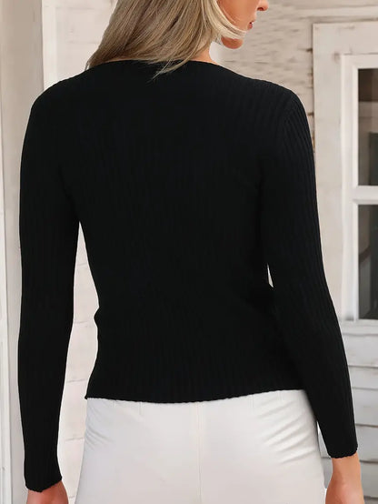 Jeya – Elegante maglione lavorato a maglia con scollo incrociato