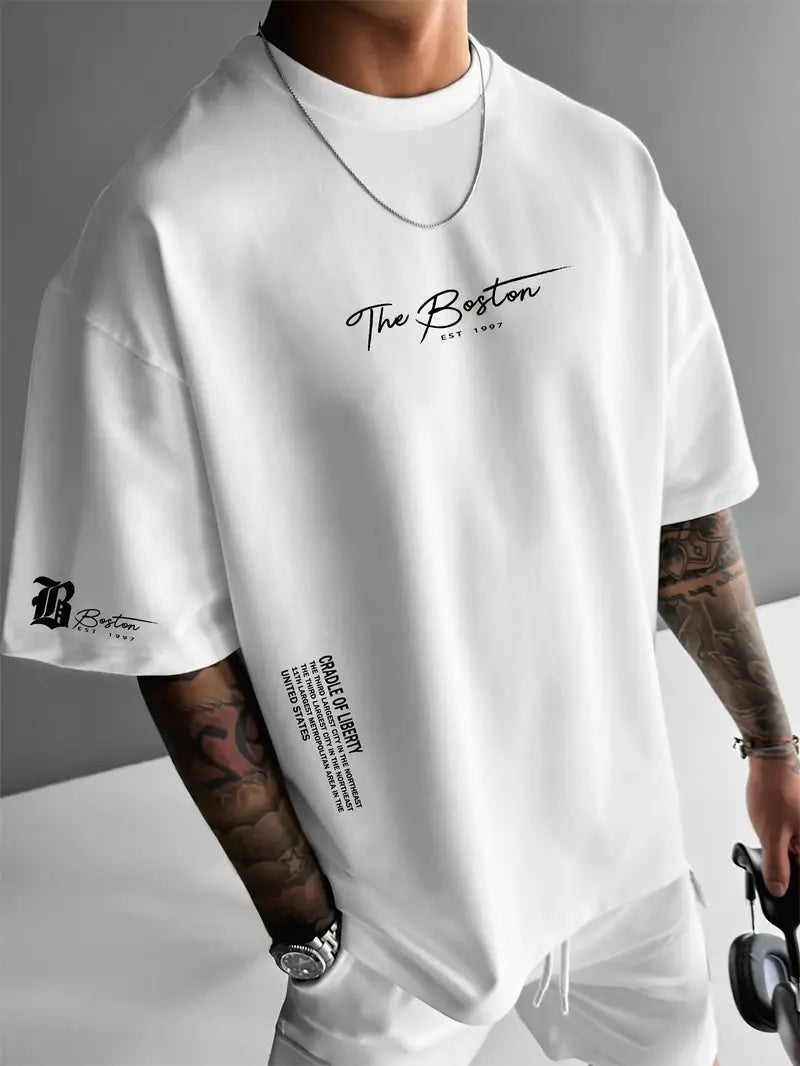 Ralph - Lässiges lockeres Kurzarm-T-Shirt für Herren mit Buchstabendruck