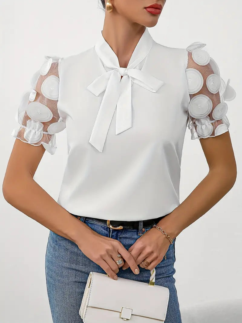 Sabryne - Camicetta con maniche a sbuffo trasparenti