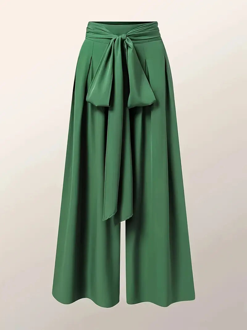 Zephyra – Pantaloni palazzo a vita alta e gamba larga con laccio anteriore