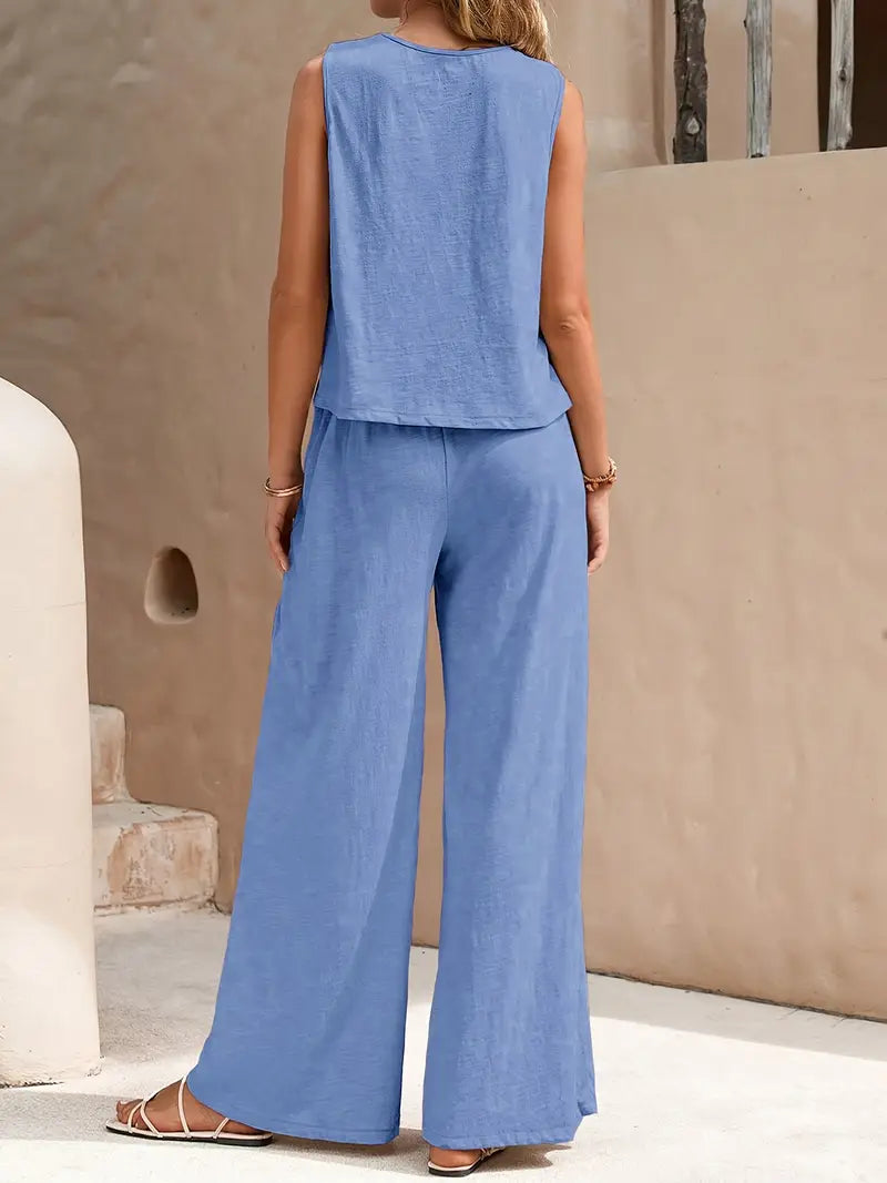 Faylisse – Elegante set da salotto senza maniche e gamba larga