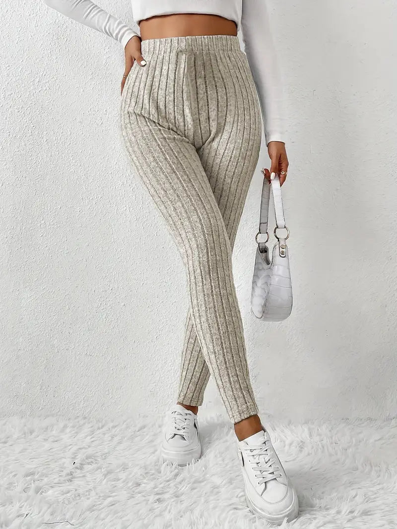 Elvida – Leggings in maglia a coste a vita alta