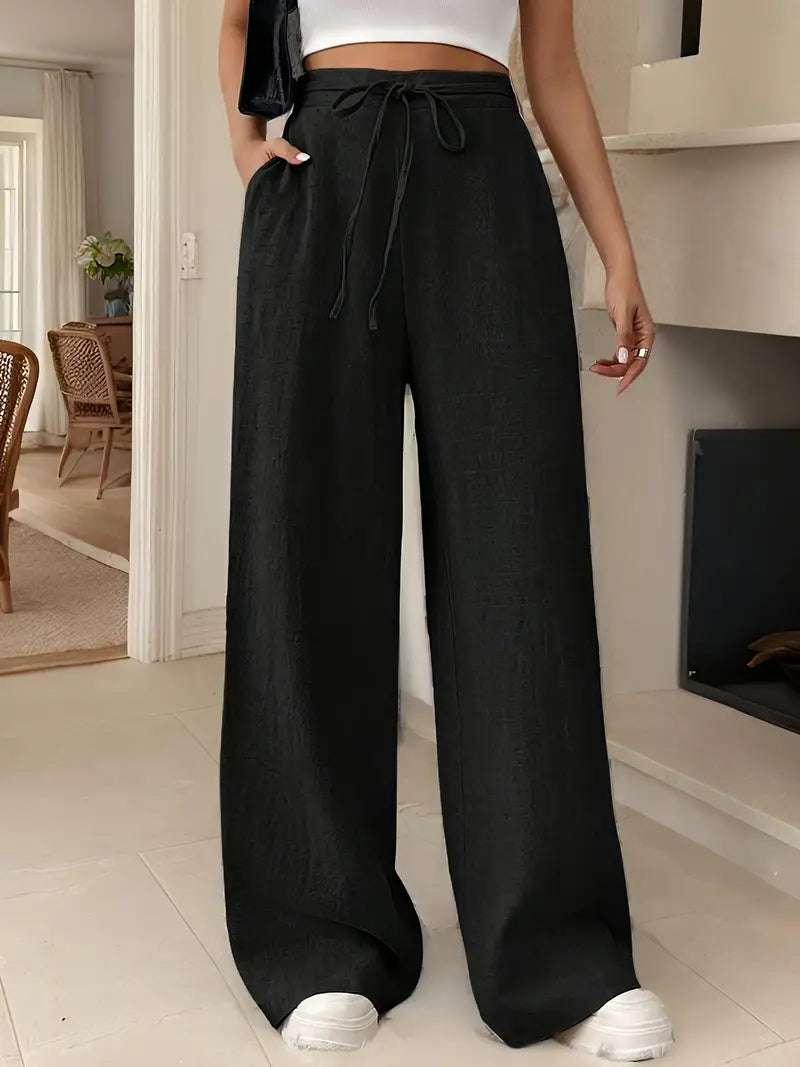 Yara – Pantaloni da salotto a vita alta con coulisse e gamba larga