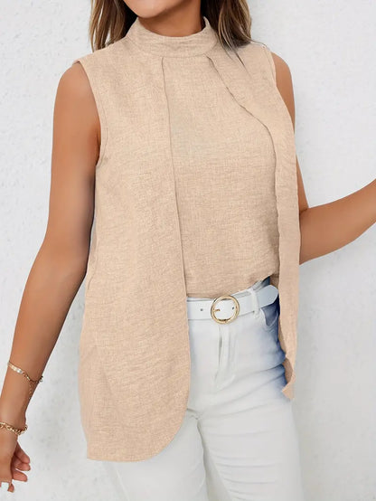 Zyra – Elegante camicetta senza maniche con collo alto