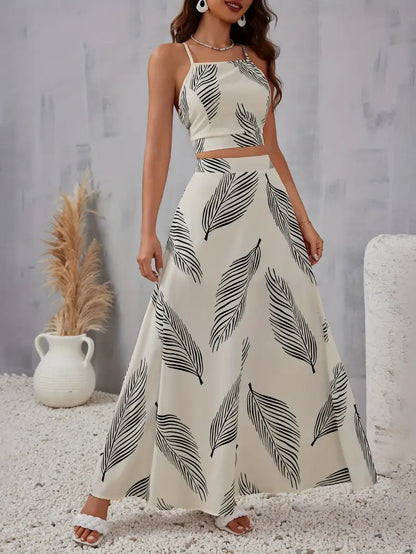 Lilivere – Elegante set due pezzi con motivo a foglie