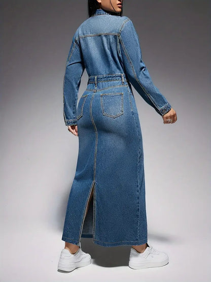 Oona – Abito maxi in denim a maniche lunghe