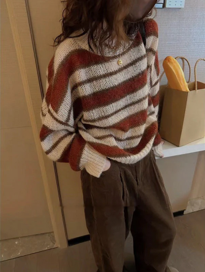 Hanako - Comodo maglione lavorato a maglia con strisce