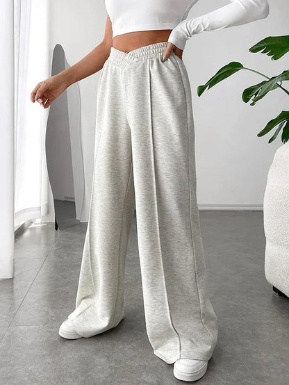 Jally – Pantaloni da salotto a vita alta e gamba larga