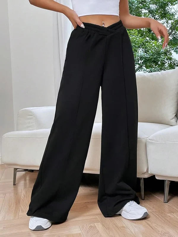 Jally – Pantaloni da salotto a vita alta e gamba larga
