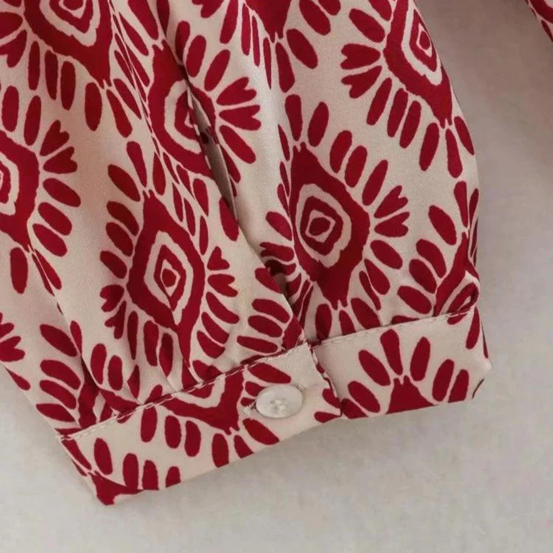 Isolaya – Abito in cotone con stampa geometrica