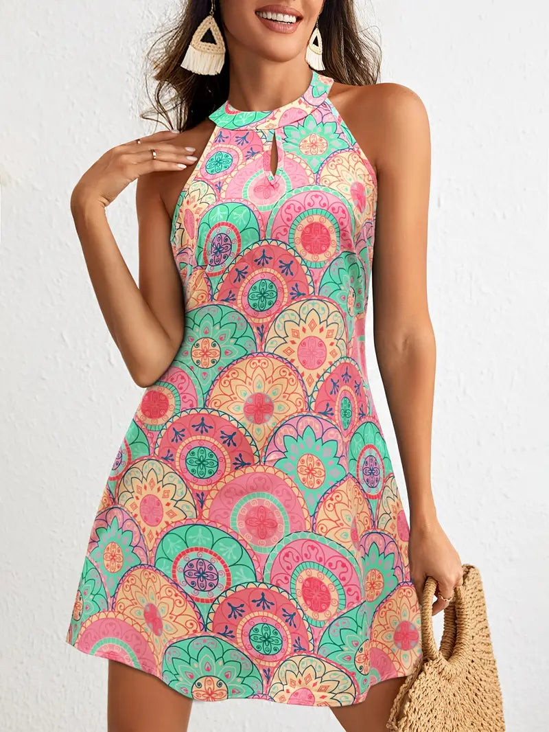 Quincy – Abito colorato con scollo all'americana e taglio senza maniche