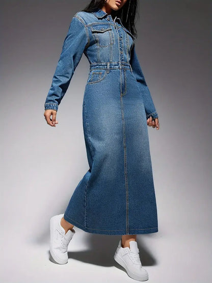 Oona – Abito maxi in denim a maniche lunghe