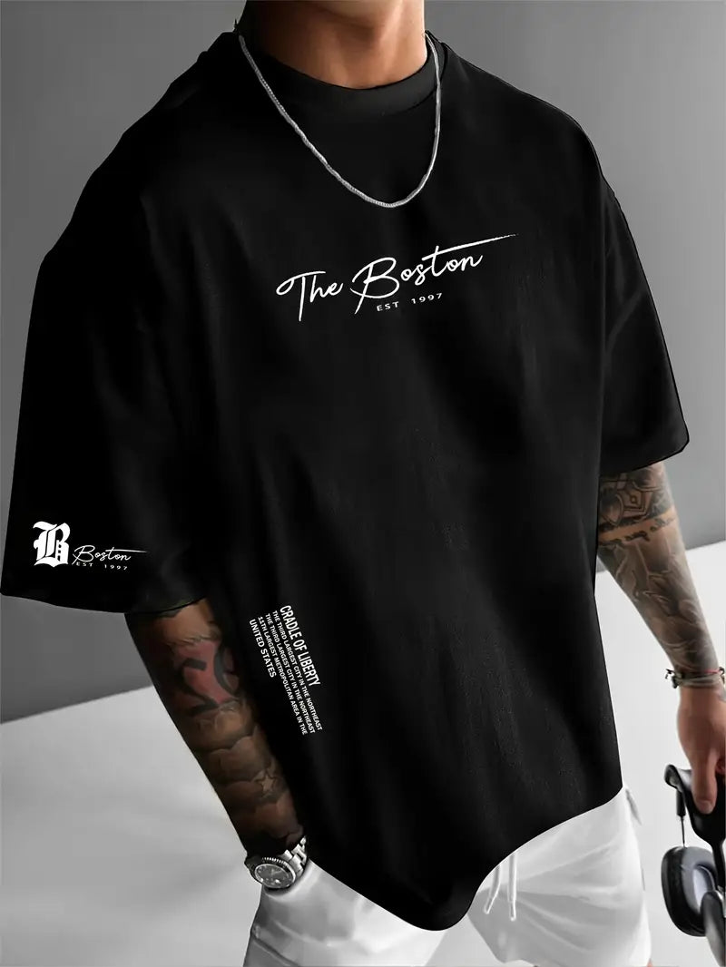 Ralph - Lässiges lockeres Kurzarm-T-Shirt für Herren mit Buchstabendruck