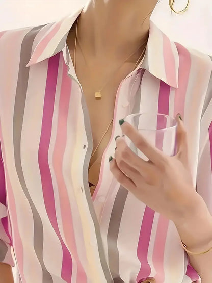 Zyphora – Elegante camicetta a righe con abbottonatura