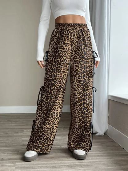 Sorenna - Pantaloni eleganti con motivo leopardato e gamba ampia